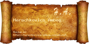 Herschkovics Ambos névjegykártya